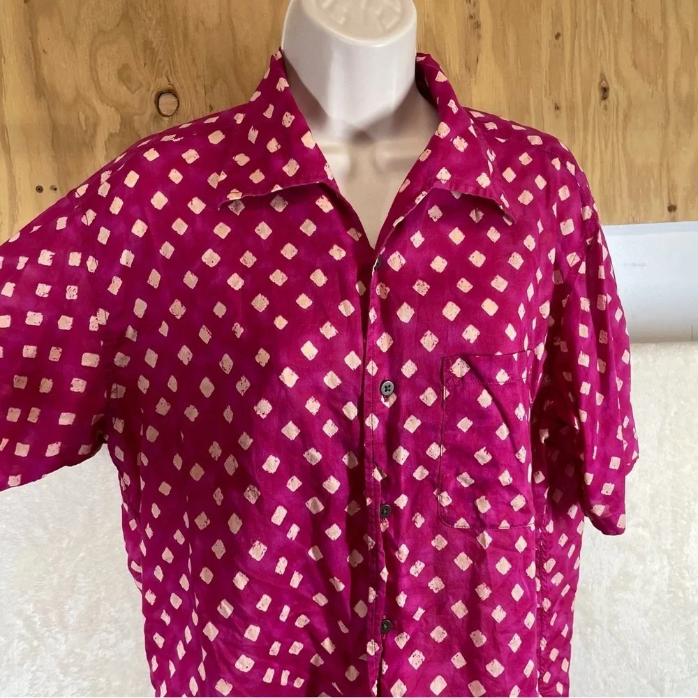 Japanese Hiroko Koshino Homme patterned button up blouse shirt unisex large - Picture 6 of 9